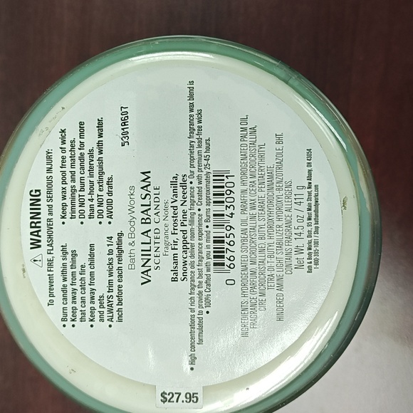 Bath & Body Works White Barn "VANILLA BALSAM" 3-Wick Candles - Set of 2 - Picture 4 of 4